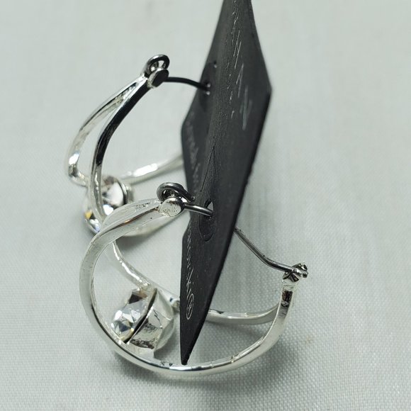 Ali Khan Swarovski simulated double wired with crystal earring silver - Picture 2 of 4